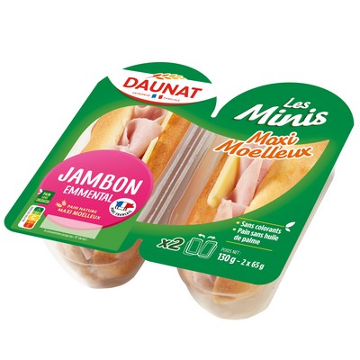 [980086] MINI MAXI MOELLEUX JAMBON EMMENTAL  DAUNAT 130G