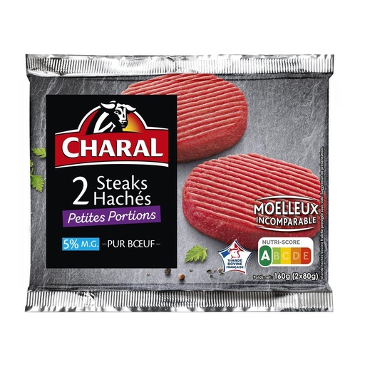 [965400] GROUND BEEF 5%FAT 2x80G PATTIES CHARAL