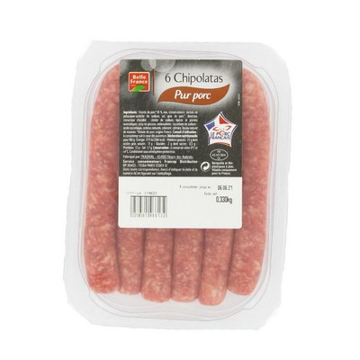 [521484] CHIPOLATA PUR PORC X 6 BF BARQUETTE 330 G