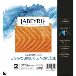 [851246] SAUMON ATLANTIQUE DE NORVEGE FUME 2 TRANCHES 75G