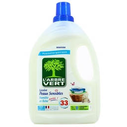 [701482] L'Arbre Vert Lessive Peaux Sensibles - Hypoallergénique - 34 Lavages - 94% d'ingrédients d'origine naturelle - 1,53L