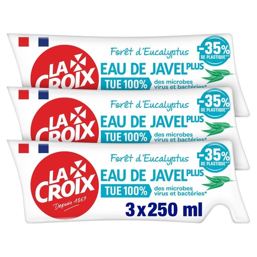 [707307] Eau de Javel La Croix Désinfectant Forêt d'Eucalyptus Eco Recharges - 3x250ml