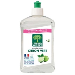 [581769] L'Arbre Vert Vaisselle Mains Ecolabel Citron Vert - Hypoallergénique - 97% d'ingrédients d'origine naturelle - 500mL