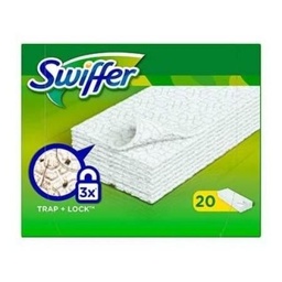 [710764] Swiffer Balai Attrape-Poussière, Recharges Lingettes Sèches, Attrape Et Retient La Poussière 20 Unités