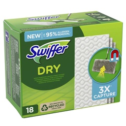 [710525] Swiffer Balai Attrape-Poussière, Recharges Lingettes Sèches Pour Sols, Attrape Et Retient La Poussière 18 Unités