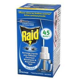 [735381] RAID RECHARGE ÉLECTRIQUE LIQUIDE RÉPULSIF MOUSTIQUES 45 NUIT X1