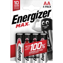 [611103] Pile Alcalines Energizer Max AA/LR6, pack de 4
