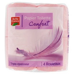[862961] Papier toilette confort blanc triple épaisseur Belle France par 4