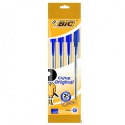 [867309] BIC Cristal Original Stylos-Bille Pointe Moyenne (1,0 mm) - Bleu, Pochette de 5