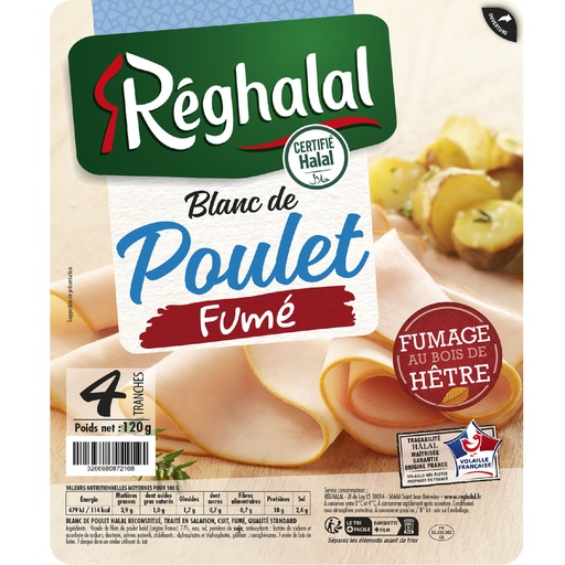 [930420] 120G REGHALAL BLANC DE POULET FUME 4TR.