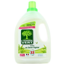 [701508] L'Arbre Vert Lessive Ecolabel Savon Végétal - Hypoallergénique - 34 Lavages - 94% d'ingrédients d'origine naturelle - 1,53L