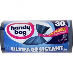 [532960] Sacs poubelle lien pratique Ultra Résistant 30L x20, 100% plastique recyclé, Handy Bag