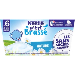 [619502] NESTLE P'TIT BRASSE Nature Sans Sucres Ajoutés 4x90g dès 6 mois