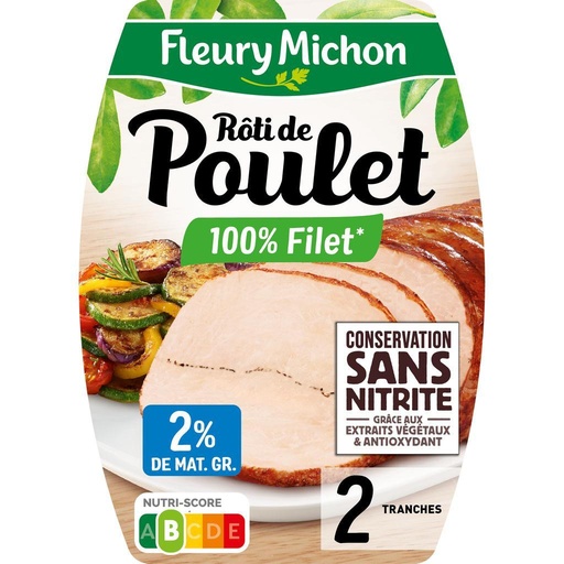 [980045] 2 tr. Rôti de POULET Cuit Conservation Sans Nitrite