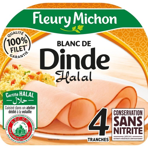 [863522] 4 tr. Blanc de DINDE Conservation Sans Nitrite - HALAL