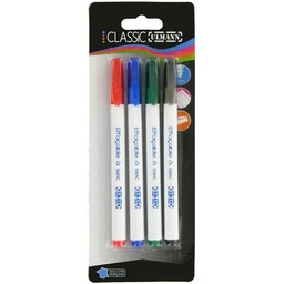 [854448] BLISTER DE 4 FEUTRES EFFACABLES A SEC POINTE OGIVE 3 MM