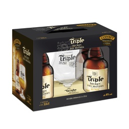 [506147] COFFRET TRIPLE SECRET DES MOINES 4x33 cl + 1V BIERE BLONDE 8°