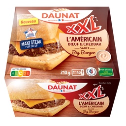 [980466] BURGER XXL L'AMERICAIN BEEF CHEDDAR SAUCE BIG BURGER - VBF-210G DAUNAT
