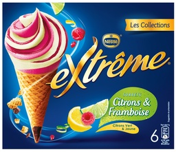 [995340] Extreme Lemon & Raspberry Sorbet Cones x6
