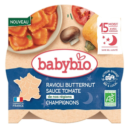 [646166] 190G BUTTERNUT RAVIOLI WITH TOMATO SAUCE AND MUSHROOMS - BABYBIO