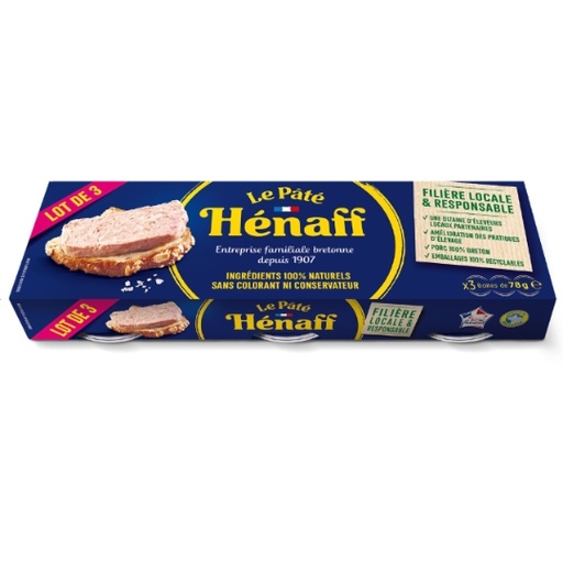 [795781] Pack of Hénaff Pork Pâté 3x78g VPF