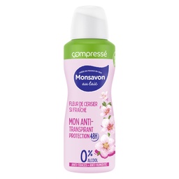 [845842] Monsavon Anti-Transpirant Femme Spray Compressé Fleur de Cerisier 100ml