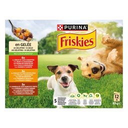 [496661] FRISKIES aux Viandes et Légumes en Gelée - 12 x 85 g - Boîtes pour chiens adultes