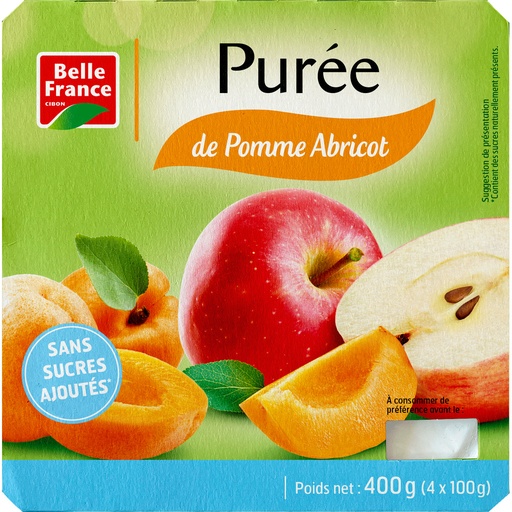 [947002] APPLE APRICOT PUREE WITHOUT ADDED SUGAR BF 4 X 100 G