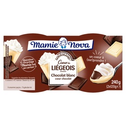 [667428] Mamie Nova Liégeois Gourmand Chocolat et Chocolat blanc et Chocolat noir 2x120g