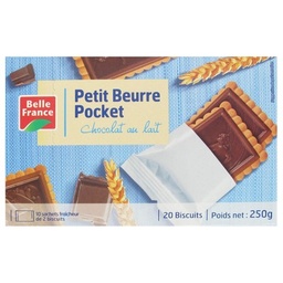 [030189P] PETIT BEURRE POCKET CHOCO LAIT X 20 BF ETUI 250 G