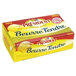 [687640] PRESIDENT BEURRE TENDRE DOUX 82%MG PLAQUETTE 250G