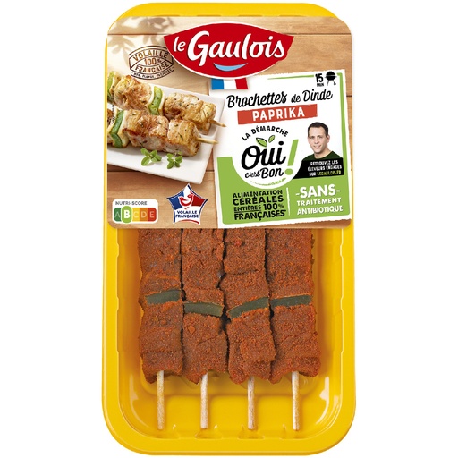 [876425] 380G - LE GAULOIS - BROCHETTES DE DINDE PAPRIKA X4 