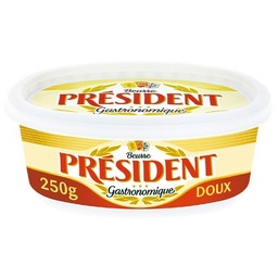 [716589] PRESIDENT BEURRE GASTRONOMIQUE DOUX 82%MG BEURRIER 250G