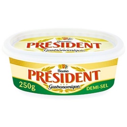 [716704] PRESIDENT BEURRE GASTRONOMIQUE DEMI SEL 80%MG BEURRIER 250G