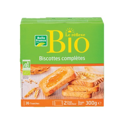 [003004P] Organic Wholemeal Rusks x36 Belle France 300g